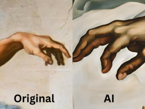 Original hand of the Sistine Chapel and AI generated hand