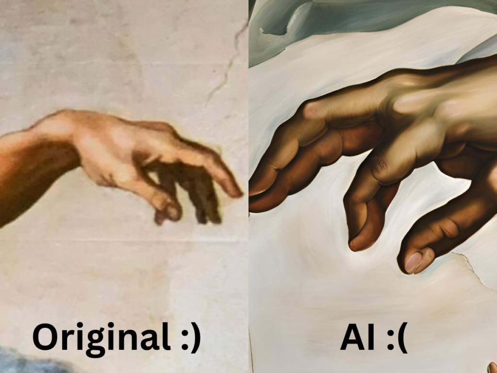 The sistine chappel hands but with AI